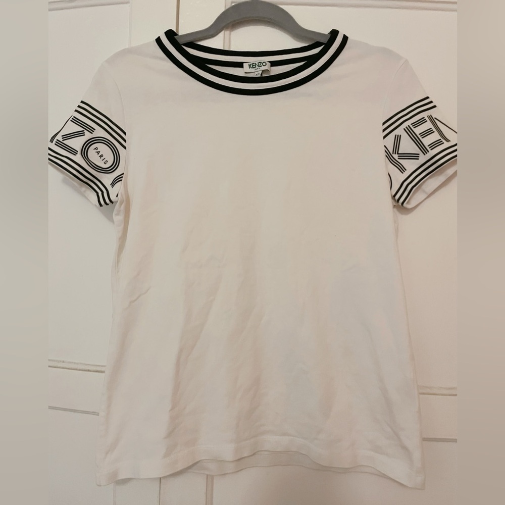 Kenzo Paris White & Black In Bianco Designer Womens Crewneck T-Shirt